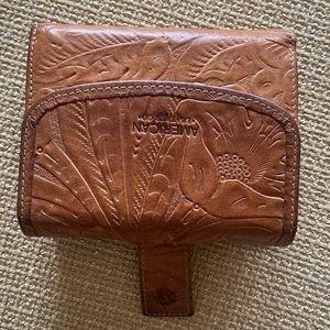 American Leather Co brown flower tooled wallet